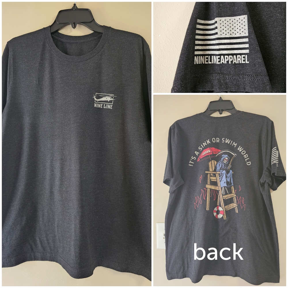 Nine Line Apparel "Sink or Swim World" Graphic Tee - Heather Charcoal Large (?)